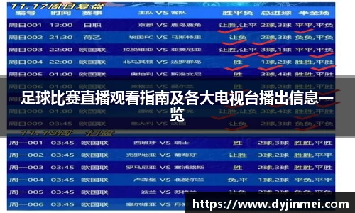 足球比赛直播观看指南及各大电视台播出信息一览